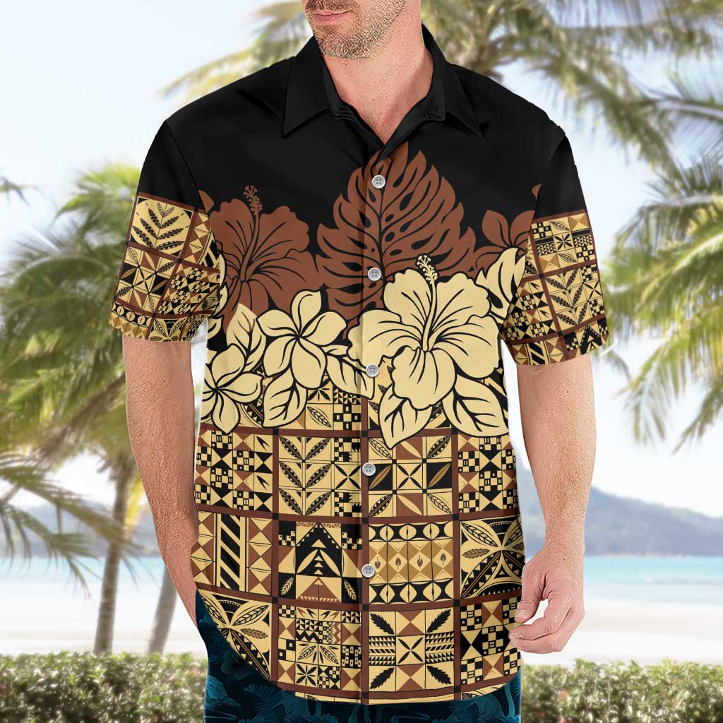 Niue Hiapo Motif Hawaiian Shirt Tapa Classic - Black Ver