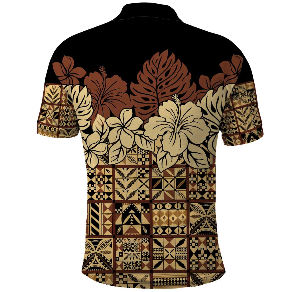 Niue Hiapo Motif Polo Shirt Tapa Classic - Black Ver
