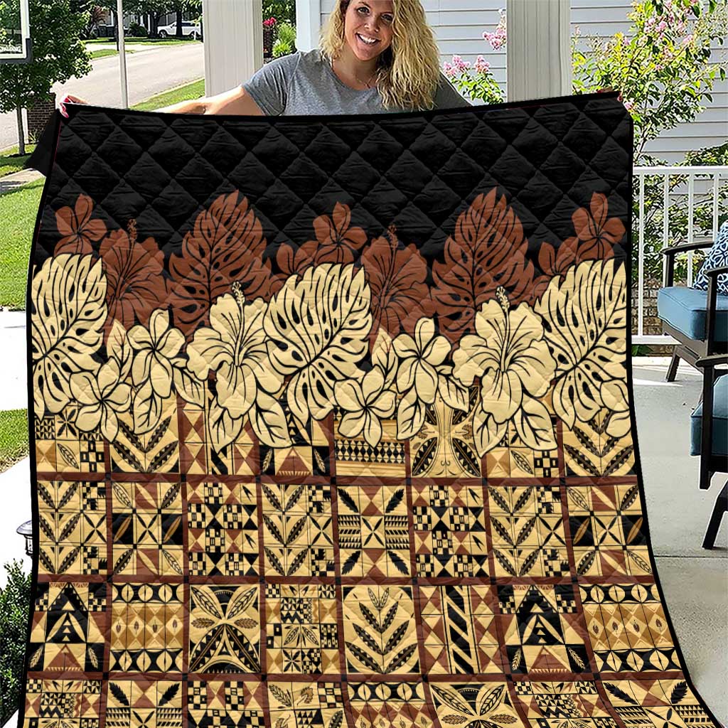 Niue Hiapo Motif Quilt Tapa Classic - Black Ver LT7 Black - Polynesian Pride