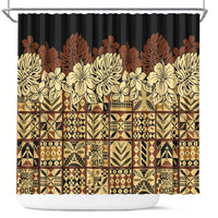 Niue Hiapo Motif Shower Curtain Tapa Classic - Black Ver LT7 Black - Polynesian Pride