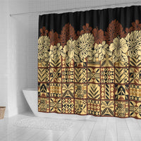 Niue Hiapo Motif Shower Curtain Tapa Classic - Black Ver LT7 - Polynesian Pride