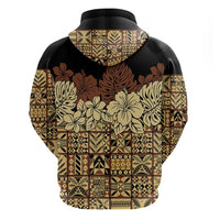 Niue Hiapo Motif Zip Hoodie Tapa Classic - Black Ver