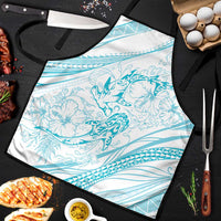 Sharks Couple Dreamy Polynesians Floral Sea Apron Turquoise - Polynesian Pride