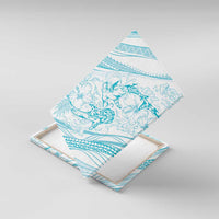 Sharks Couple Dreamy Polynesians Floral Sea Canvas Wall Art Turquoise - Polynesian Pride