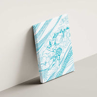 Sharks Couple Dreamy Polynesians Floral Sea Canvas Wall Art Turquoise - Polynesian Pride