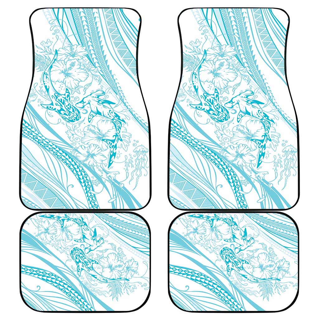 Sharks Couple Dreamy Polynesians Floral Sea Car Mats Turquoise - Polynesian Pride