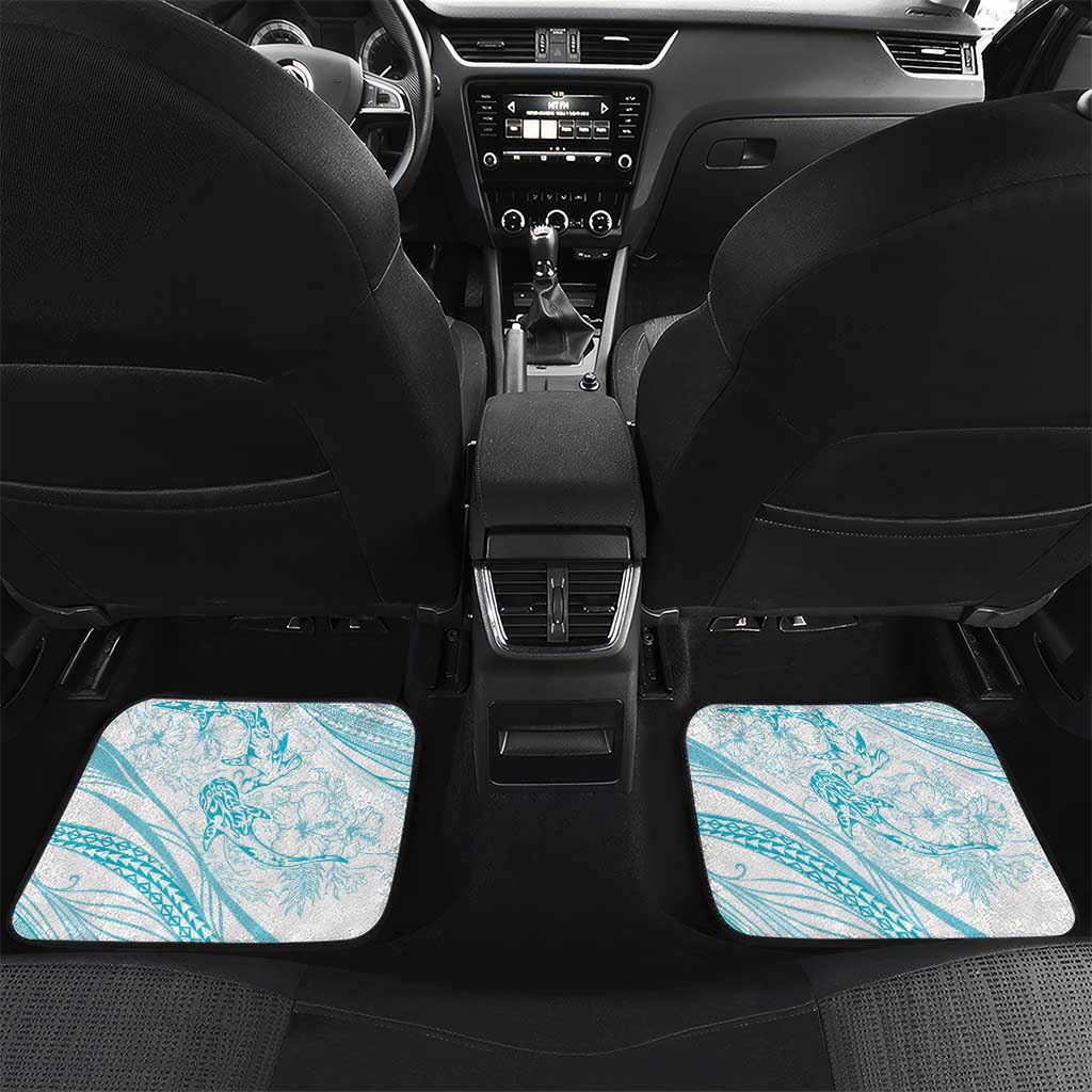 Sharks Couple Dreamy Polynesians Floral Sea Car Mats Turquoise - Polynesian Pride