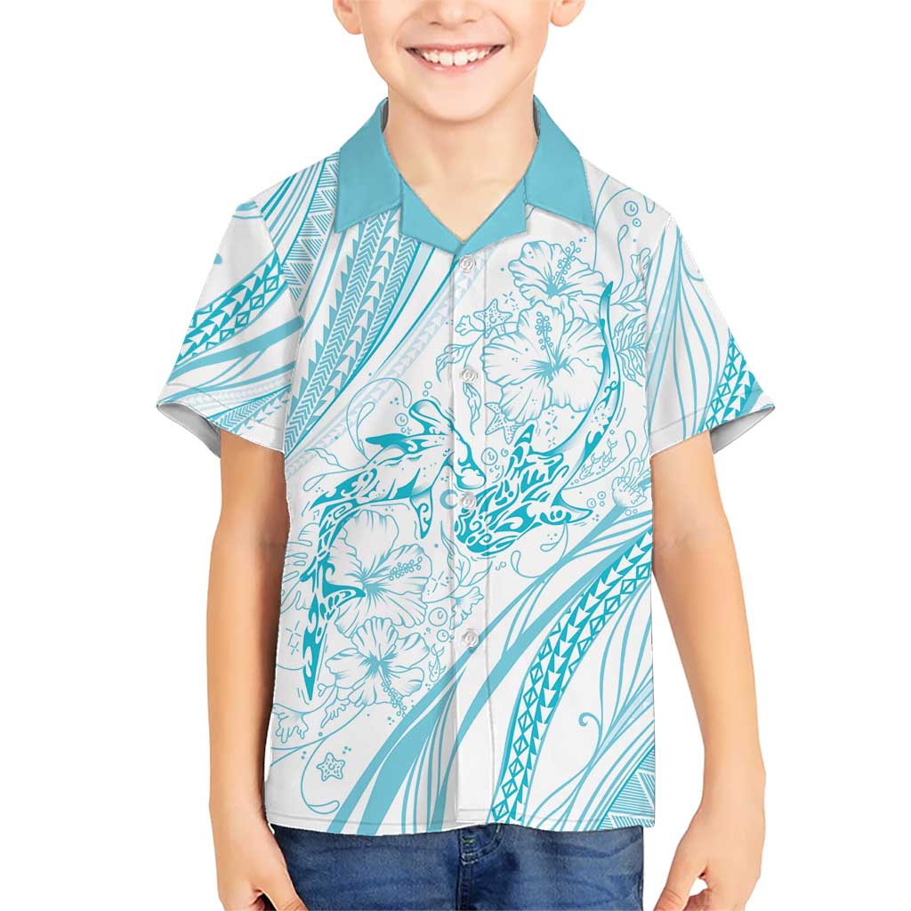 Sharks Couple Dreamy Polynesians Floral Sea Hawaiian Shirt Turquoise - Polynesian Pride