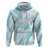 Sharks Couple Dreamy Polynesians Floral Sea Hoodie Turquoise - Polynesian Pride