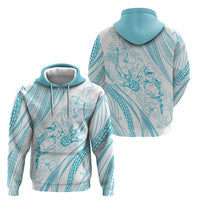 Sharks Couple Dreamy Polynesians Floral Sea Hoodie Turquoise - Polynesian Pride