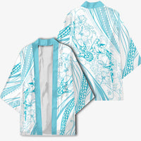 Sharks Couple Dreamy Polynesians Floral Sea Kimono Turquoise - Polynesian Pride