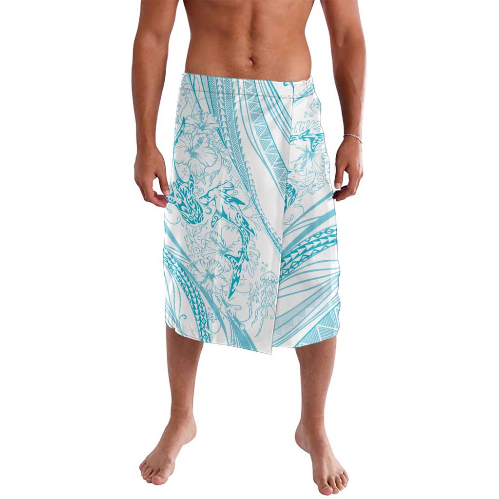Sharks Couple Dreamy Polynesians Floral Sea Lavalava Turquoise - Polynesian Pride