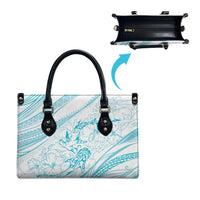 Sharks Couple Dreamy Polynesians Floral Sea Leather Bag Turquoise - Polynesian Pride