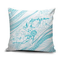 Sharks Couple Dreamy Polynesians Floral Sea Pillow Cover Turquoise - Polynesian Pride