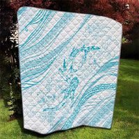 Sharks Couple Dreamy Polynesians Floral Sea Quilt Turquoise - Polynesian Pride