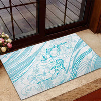 Sharks Couple Dreamy Polynesians Floral Sea Rubber Doormat Turquoise LT7 - Polynesian Pride