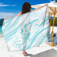 Sharks Couple Dreamy Polynesians Floral Sea Sarong Turquoise LT7 One Size 44 x 66 inches Turquoise - Polynesian Pride