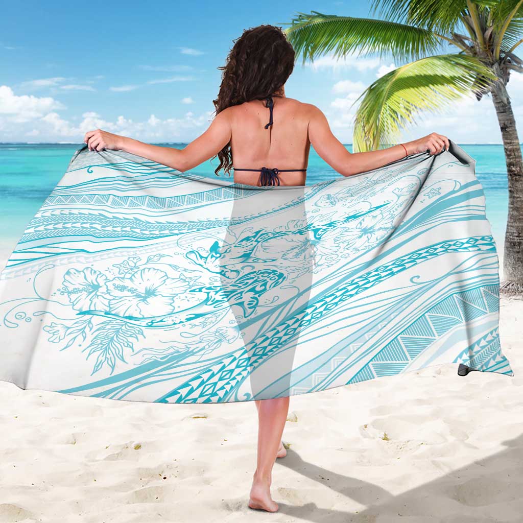 Sharks Couple Dreamy Polynesians Floral Sea Sarong Turquoise LT7 - Polynesian Pride