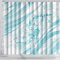 Sharks Couple Dreamy Polynesians Floral Sea Shower Curtain Turquoise - Polynesian Pride