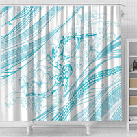 Sharks Couple Dreamy Polynesians Floral Sea Shower Curtain Turquoise - Polynesian Pride