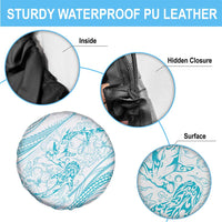 Sharks Couple Dreamy Polynesians Floral Sea Spare Tire Cover Turquoise - Polynesian Pride