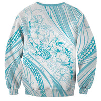 Sharks Couple Dreamy Polynesians Floral Sea Sweatshirt Turquoise LT7 - Polynesian Pride