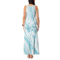 Sharks Couple Dreamy Polynesians Floral Sea Tank Maxi Dress Turquoise - Polynesian Pride