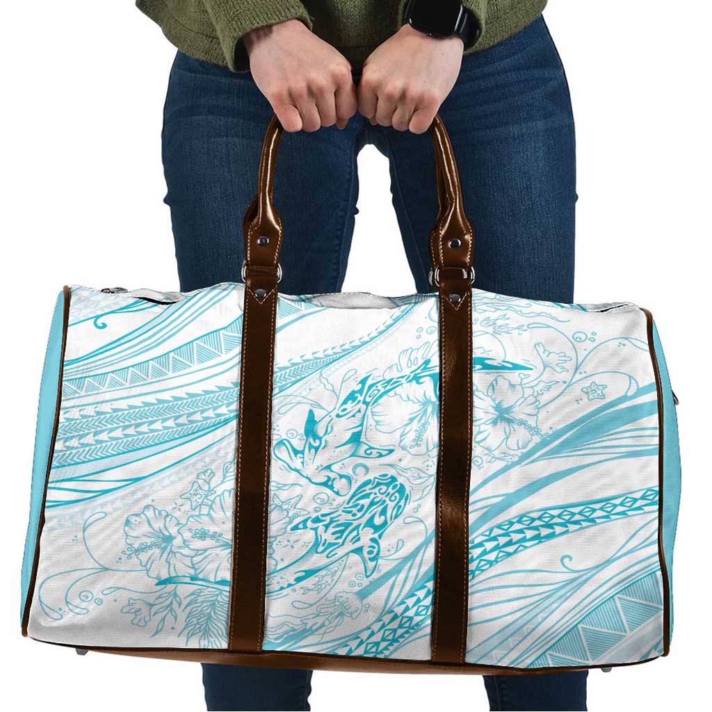 Sharks Couple Dreamy Polynesians Floral Sea Travel Bag Turquoise LT7 Turquoise - Polynesian Pride