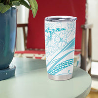 Sharks Couple Dreamy Polynesians Floral Sea Tumbler Cup Turquoise - Polynesian Pride