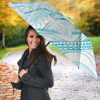 Sharks Couple Dreamy Polynesians Floral Sea Umbrella Turquoise - Polynesian Pride