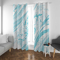 Sharks Couple Dreamy Polynesians Floral Sea Window Curtain Turquoise - Polynesian Pride