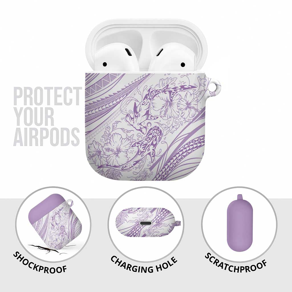Sharks Couple Dreamy Polynesians Floral Sea AirPods Case Lilac - Polynesian Pride