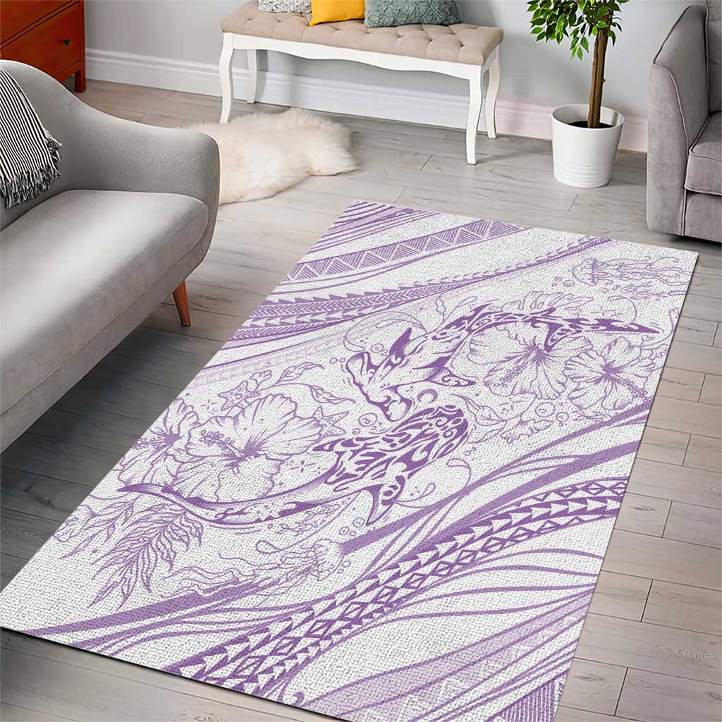 Sharks Couple Dreamy Polynesians Floral Sea Area Rug Lilac - Polynesian Pride