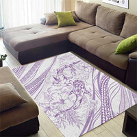 Sharks Couple Dreamy Polynesians Floral Sea Area Rug Lilac - Polynesian Pride