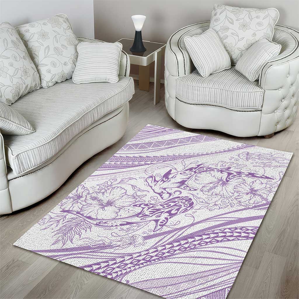 Sharks Couple Dreamy Polynesians Floral Sea Area Rug Lilac - Polynesian Pride