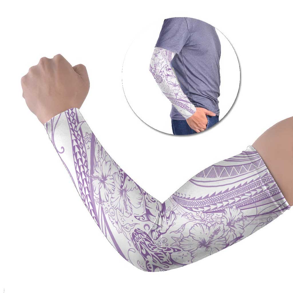 Sharks Couple Dreamy Polynesians Floral Sea Arm Sleeves Lilac LT7 Set of 2 Lilac - Polynesian Pride