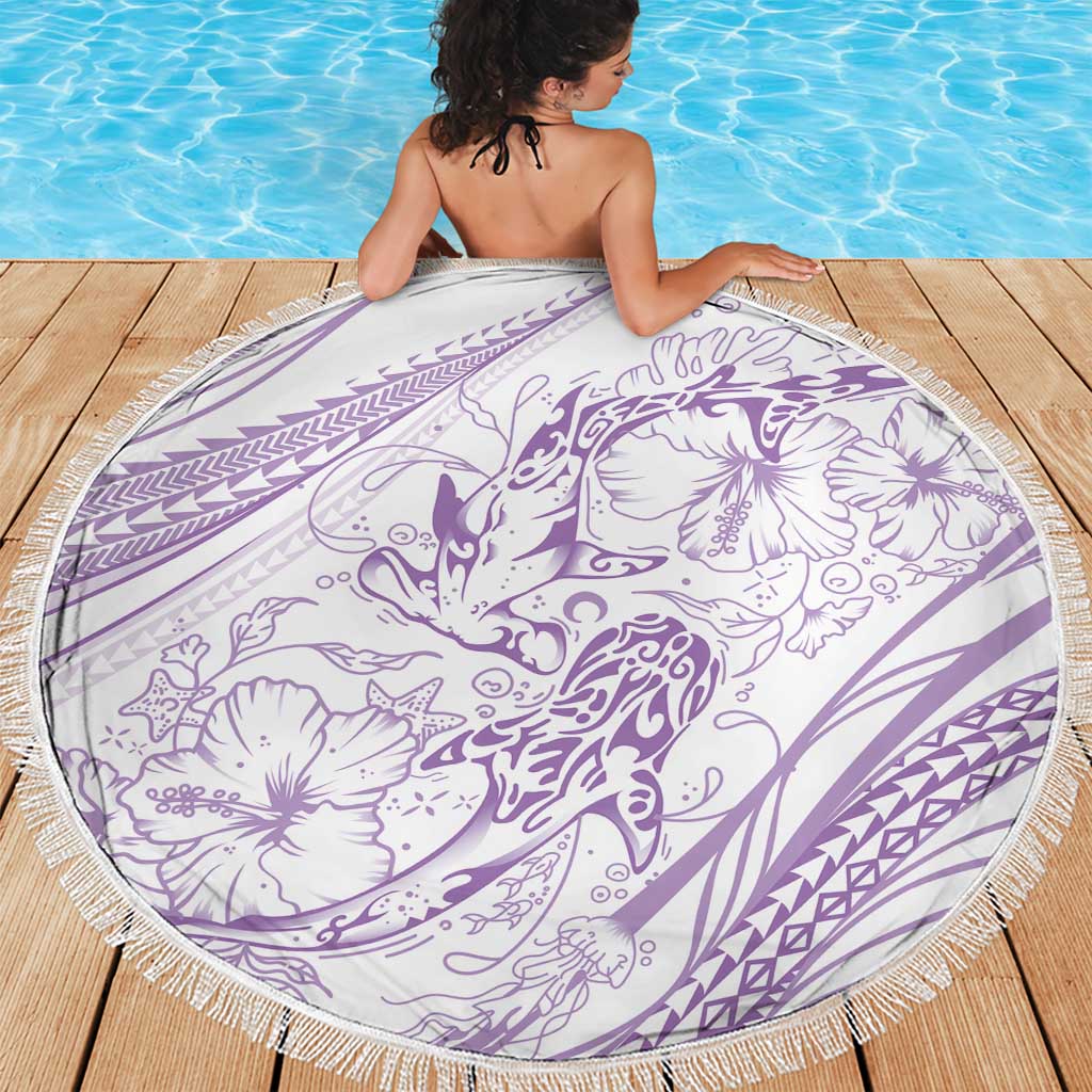 Sharks Couple Dreamy Polynesians Floral Sea Beach Blanket Lilac LT7 - Polynesian Pride