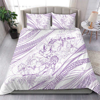 Sharks Couple Dreamy Polynesians Floral Sea Bedding Set Lilac - Polynesian Pride