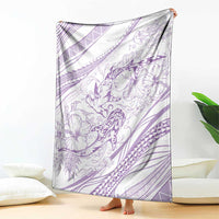 Sharks Couple Dreamy Polynesians Floral Sea Blanket Lilac - Polynesian Pride