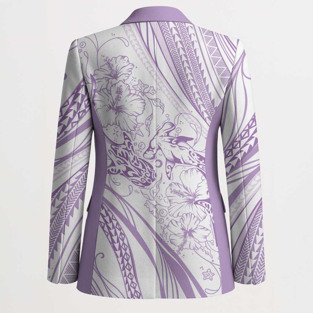 Sharks Couple Dreamy Polynesians Floral Sea Blazer Lilac - Polynesian Pride