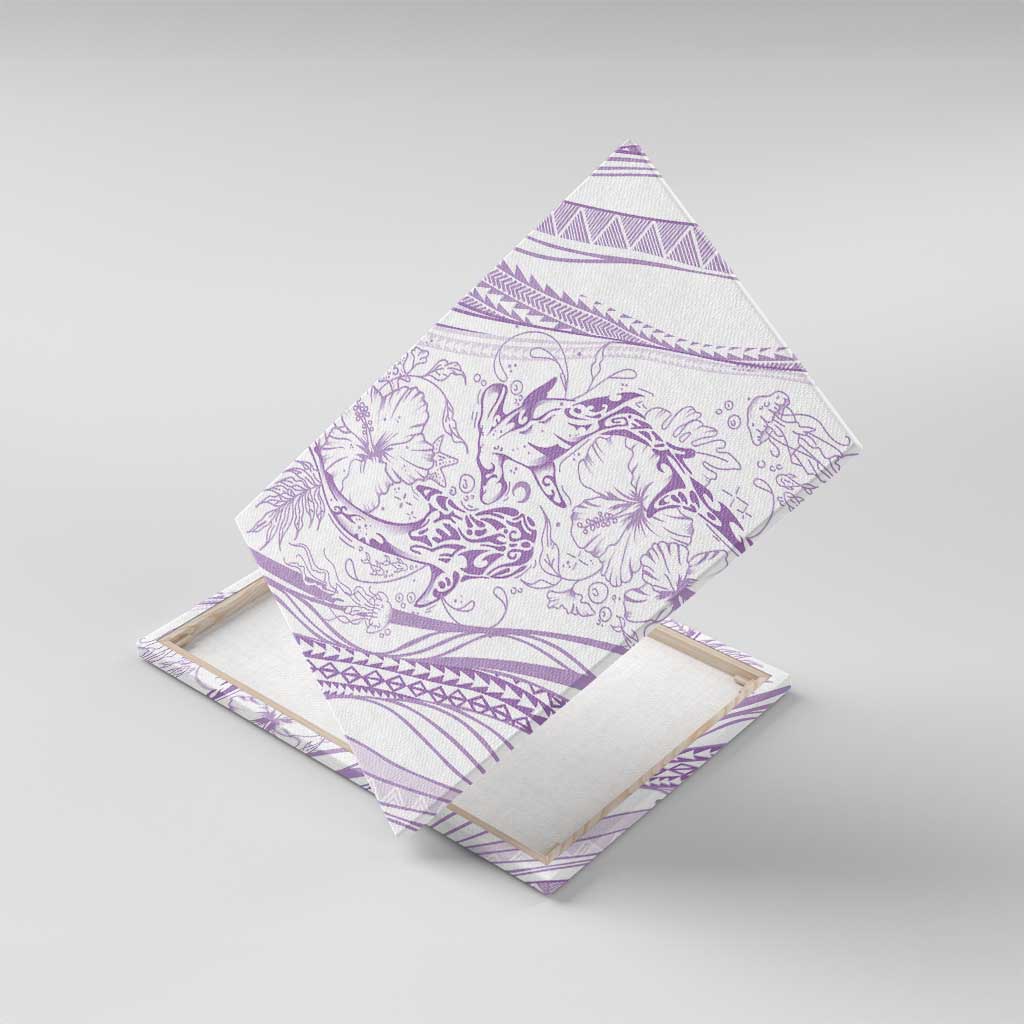 Sharks Couple Dreamy Polynesians Floral Sea Canvas Wall Art Lilac - Polynesian Pride