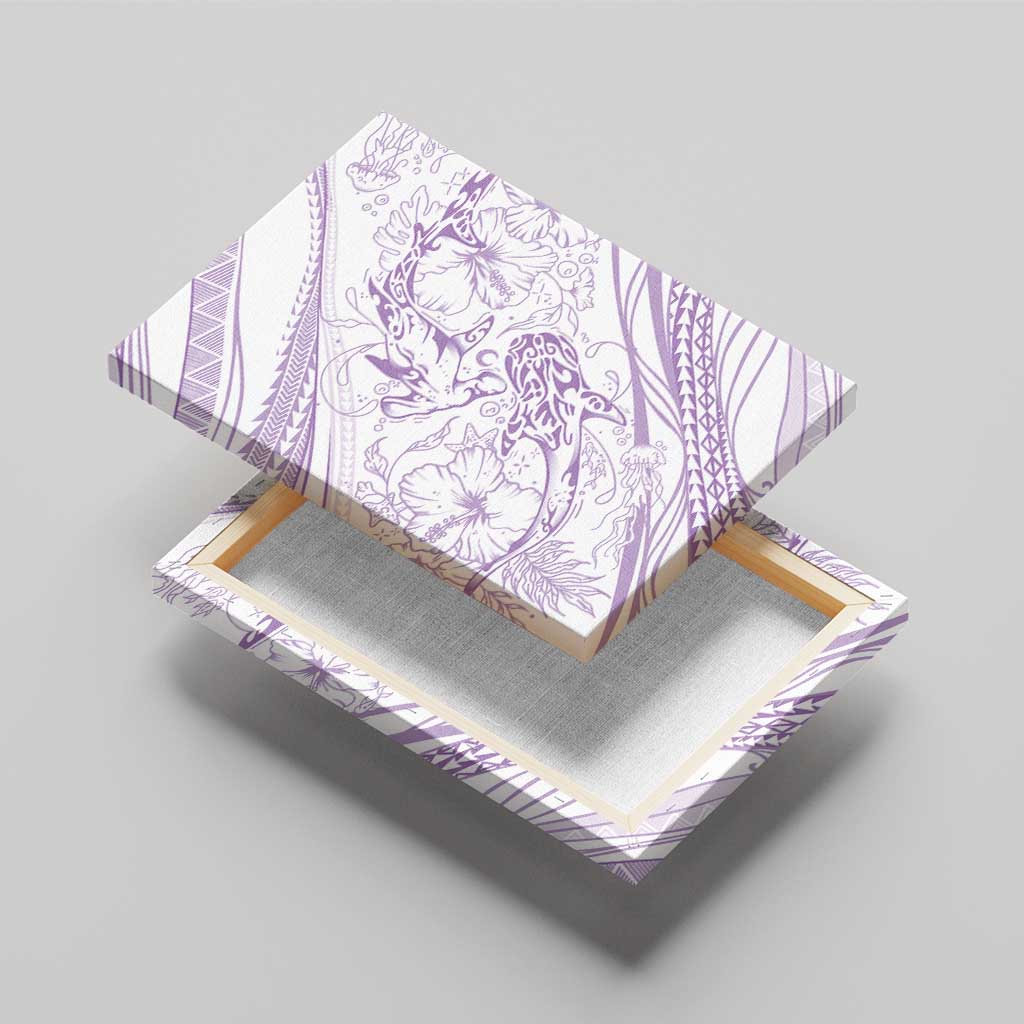 Sharks Couple Dreamy Polynesians Floral Sea Canvas Wall Art Lilac - Polynesian Pride