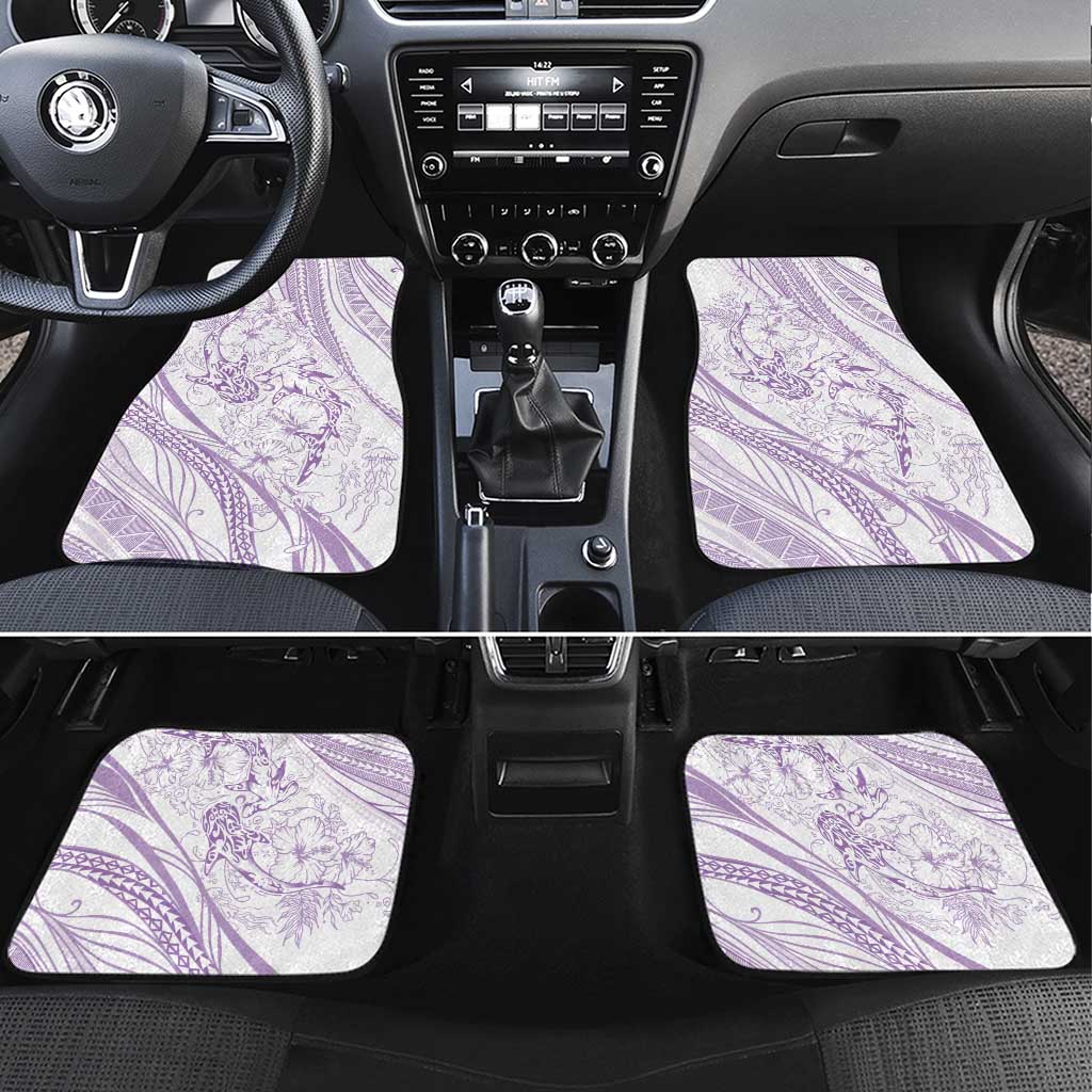 Sharks Couple Dreamy Polynesians Floral Sea Car Mats Lilac - Polynesian Pride