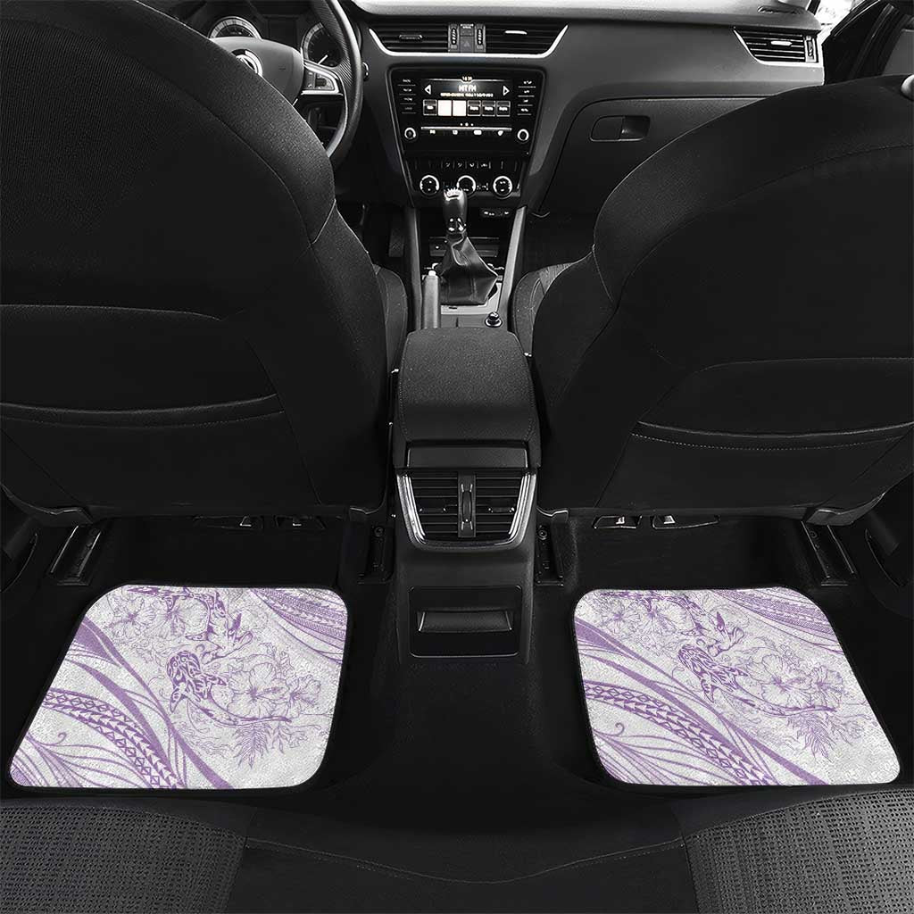 Sharks Couple Dreamy Polynesians Floral Sea Car Mats Lilac - Polynesian Pride
