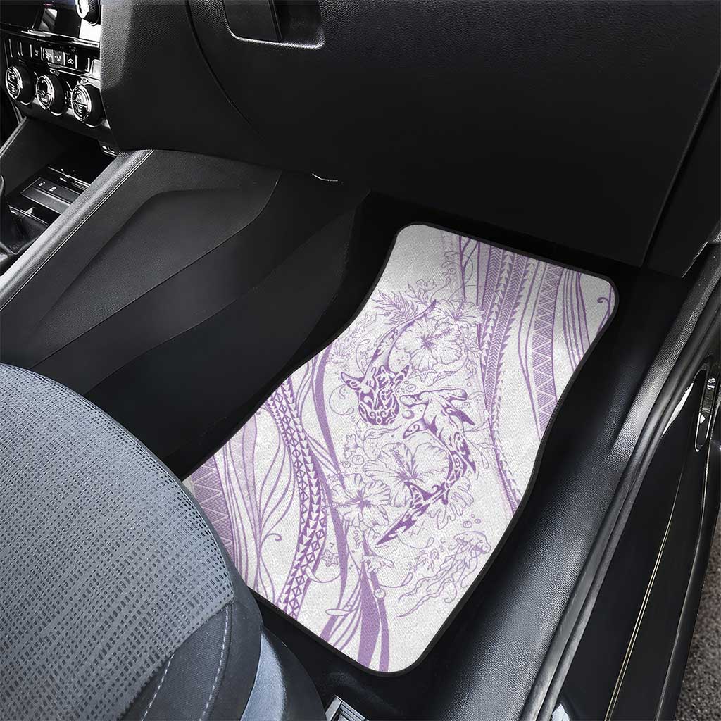 Sharks Couple Dreamy Polynesians Floral Sea Car Mats Lilac - Polynesian Pride