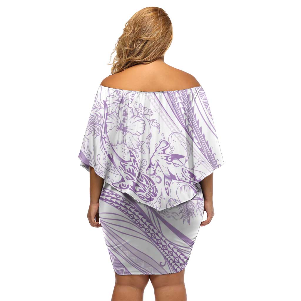 Sharks Couple Dreamy Polynesians Floral Sea Family Matching Off Shoulder Short Dress and Hawaiian Shirt Lilac - Polynesian Pride