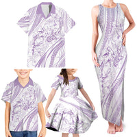 Sharks Couple Dreamy Polynesians Floral Sea Family Matching Tank Maxi Dress and Hawaiian Shirt Lilac - Polynesian Pride