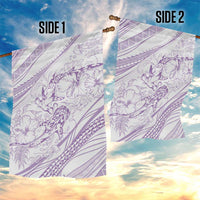 Sharks Couple Dreamy Polynesians Floral Sea Garden Flag Lilac - Polynesian Pride