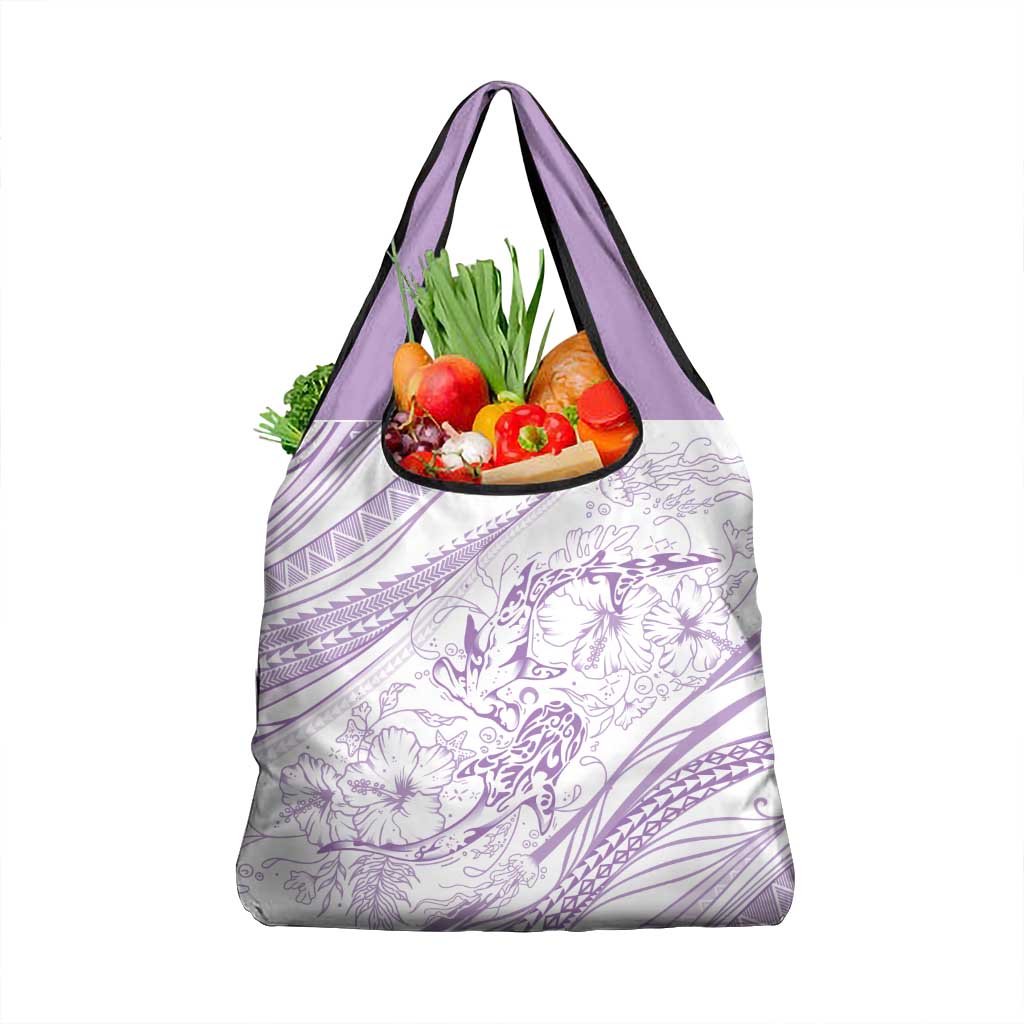 Sharks Couple Dreamy Polynesians Floral Sea Grocery Bag Lilac - Polynesian Pride
