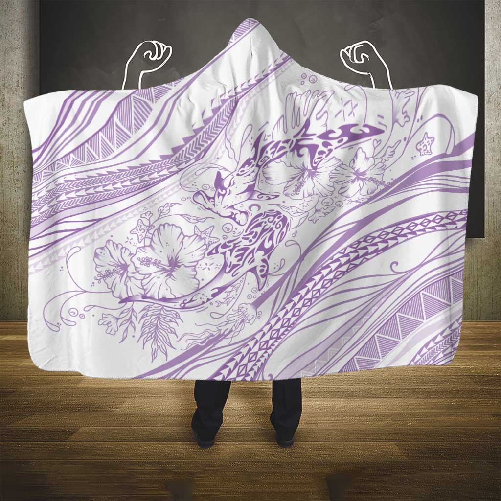 Sharks Couple Dreamy Polynesians Floral Sea Hooded Blanket Lilac LT7 - Polynesian Pride